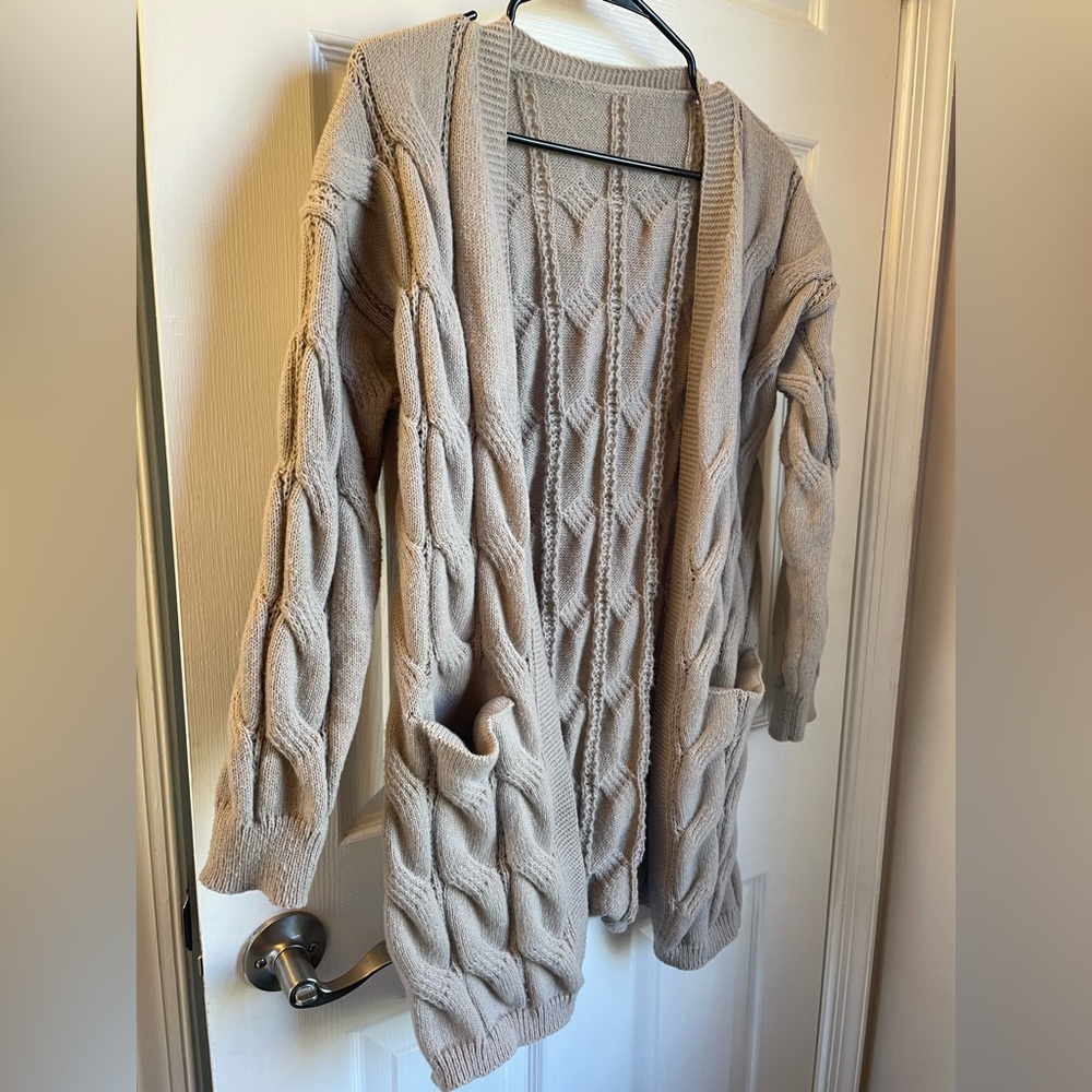 Cozy Cable Knit Cardigan - Cream - Picture 2 of 4